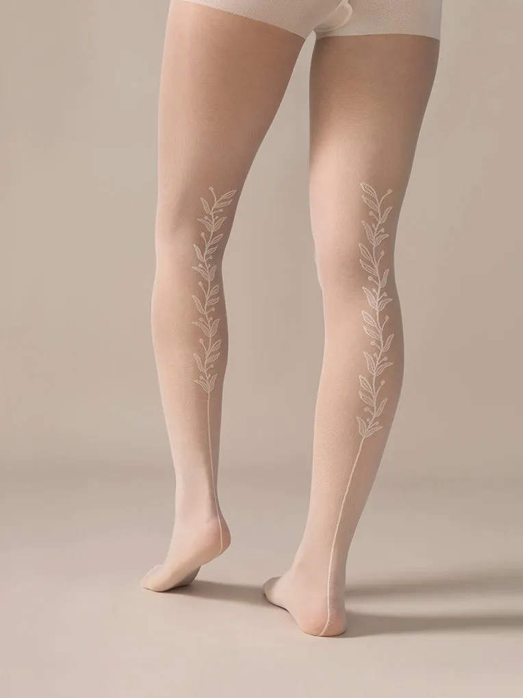 Back Vine Sheer Tights 30D in Creamy White sold by From Rachel product image thumbnail 4