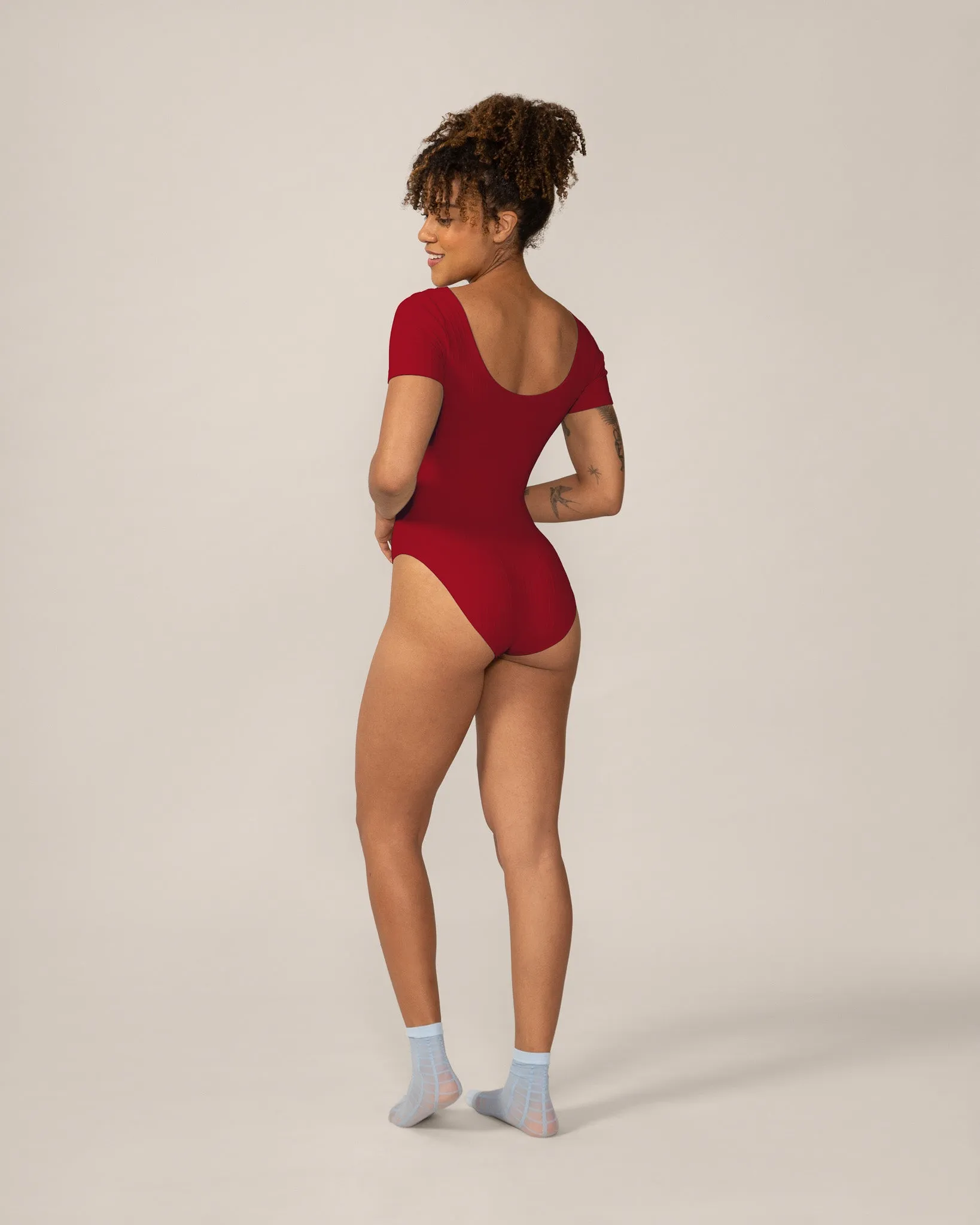 Seamless Wide Rib T-Bodysuit in Magnolia sold by From Rachel product image thumbnail 4