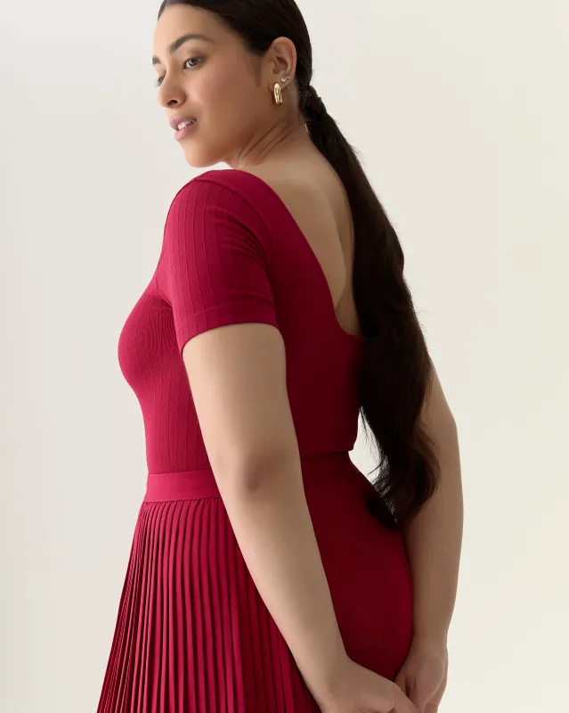 Seamless Wide Rib T-Bodysuit in Magnolia made by From Rachel