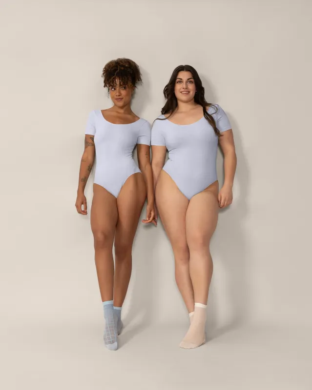 Seamless Wide Rib T-Bodysuit in Pastel Blue made by From Rachel