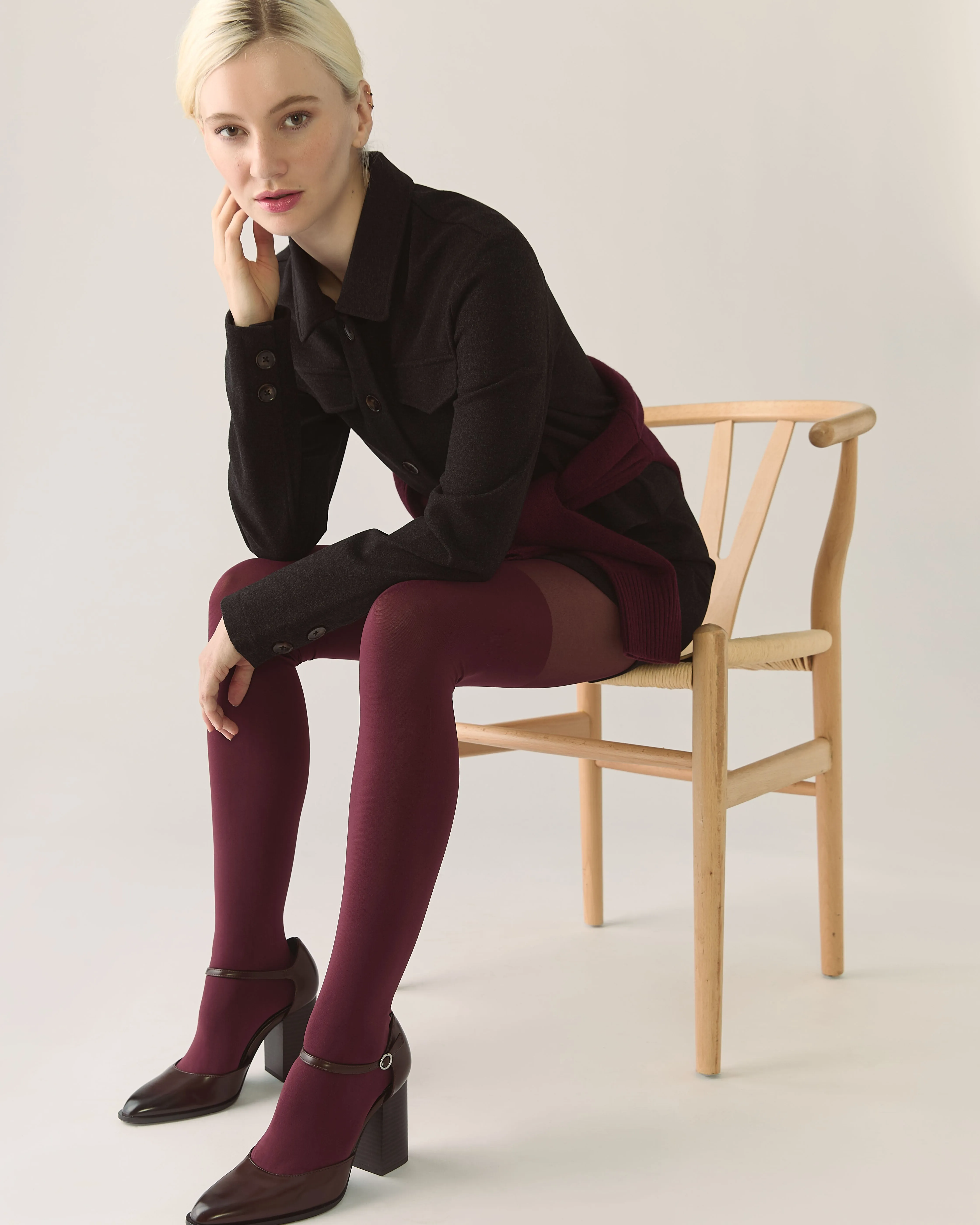 Classic Over-the-Knee Contour Shaping Tights in Zinfandel sold by From Rachel product image thumbnail 2