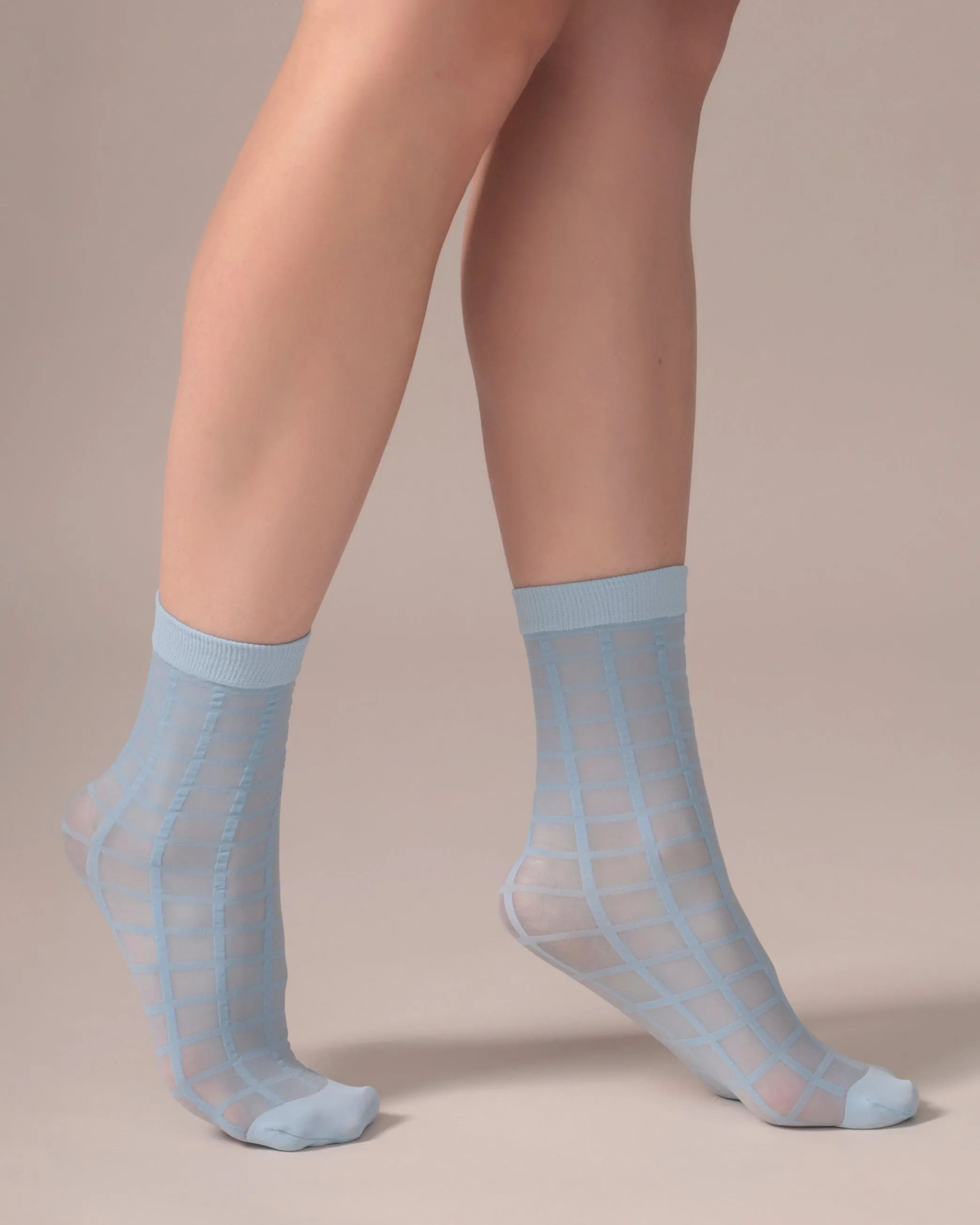 Checked Sheer Socks in Sky Blue sold by From Rachel