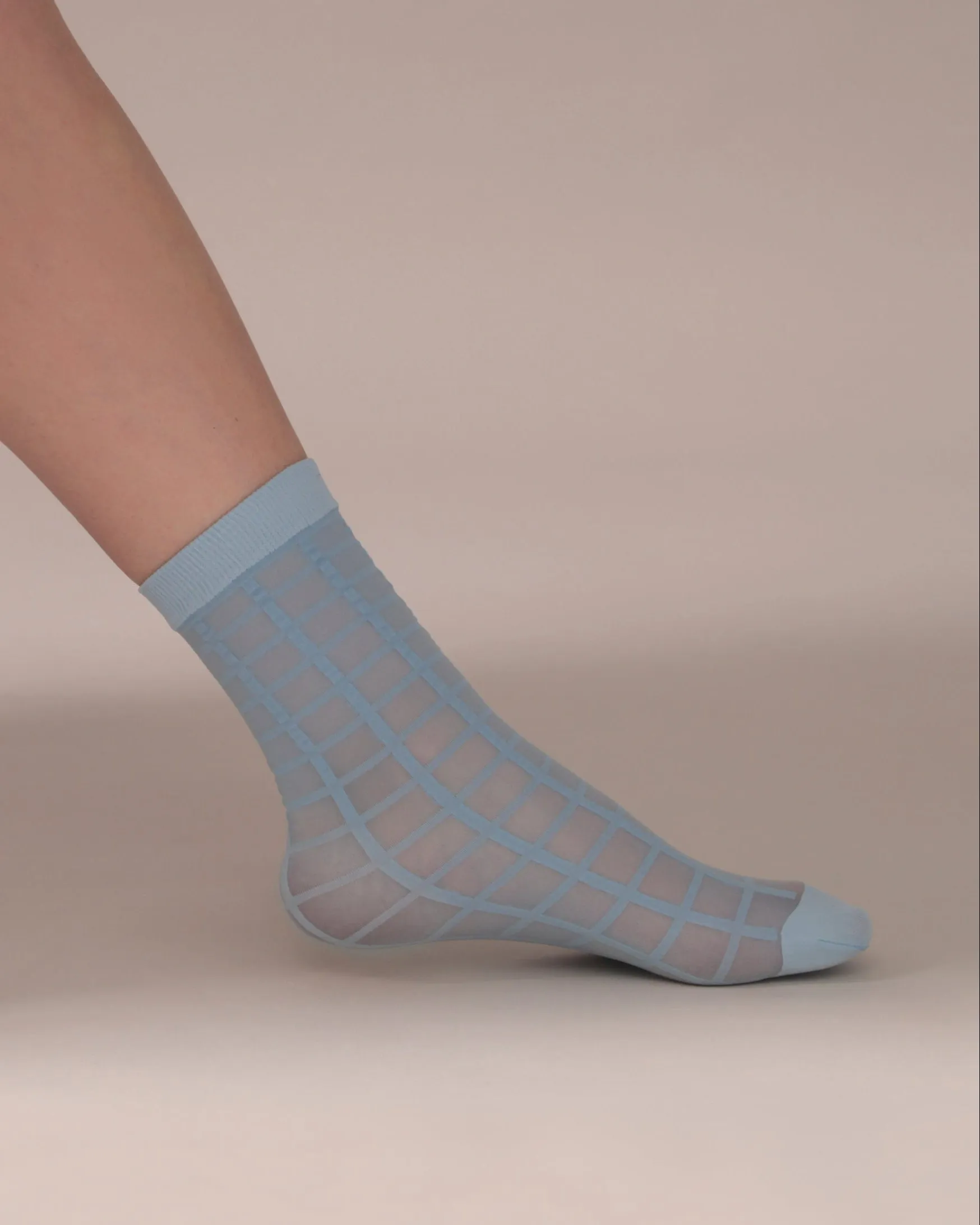 Checked Sheer Socks in Sky Blue sold by From Rachel product image thumbnail 3
