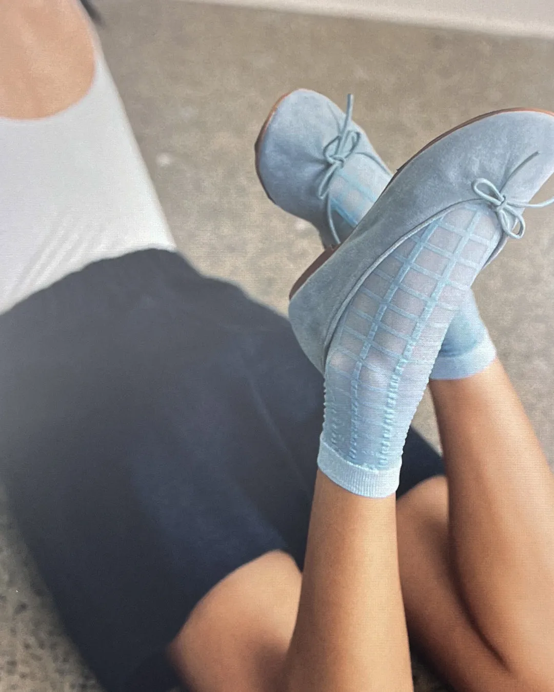 Checked Sheer Socks in Sky Blue sold by From Rachel product image thumbnail 4