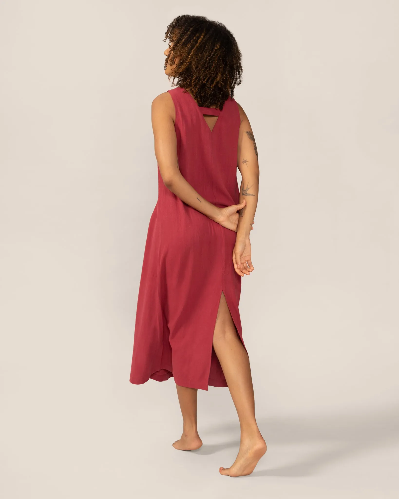 Maxi Linen Dress in Hibiscus sold by From Rachel product image thumbnail 4