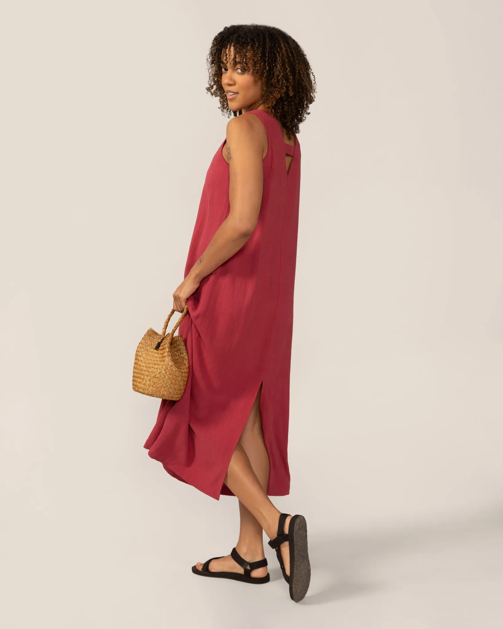 Maxi Linen Dress in Hibiscus sold by From Rachel product image thumbnail 2