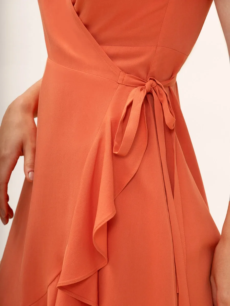 Carmen Ruffle Wrap Dress in Orange Spritz sold by From Rachel product image thumbnail 2