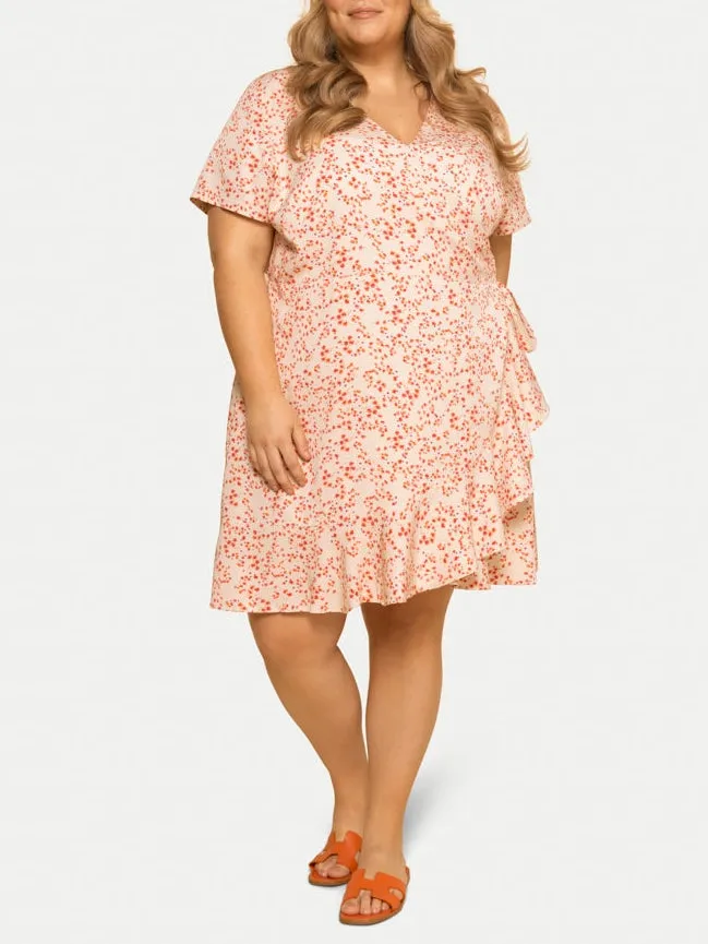 Carmen Ruffle Wrap Dress in Summer Garden sold by From Rachel
