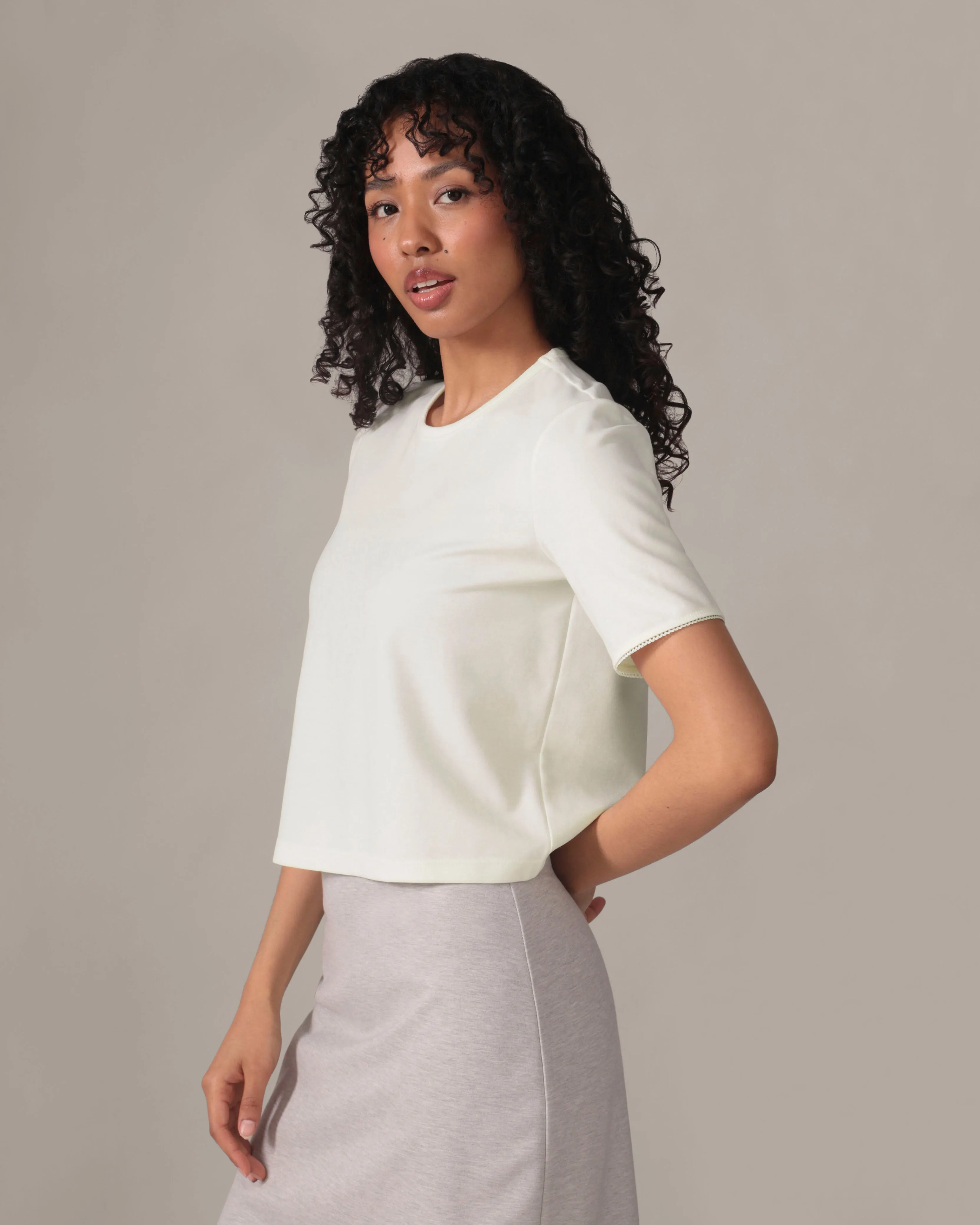 The Perfect Tee - Light Ease knit in Ivory sold by From Rachel product image thumbnail 3