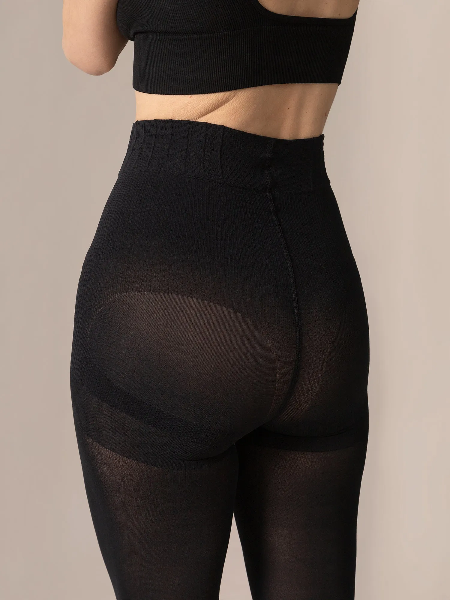 Legging Look Contour shaping Sheer Foot Tights in Black sold by From Rachel product image thumbnail 3