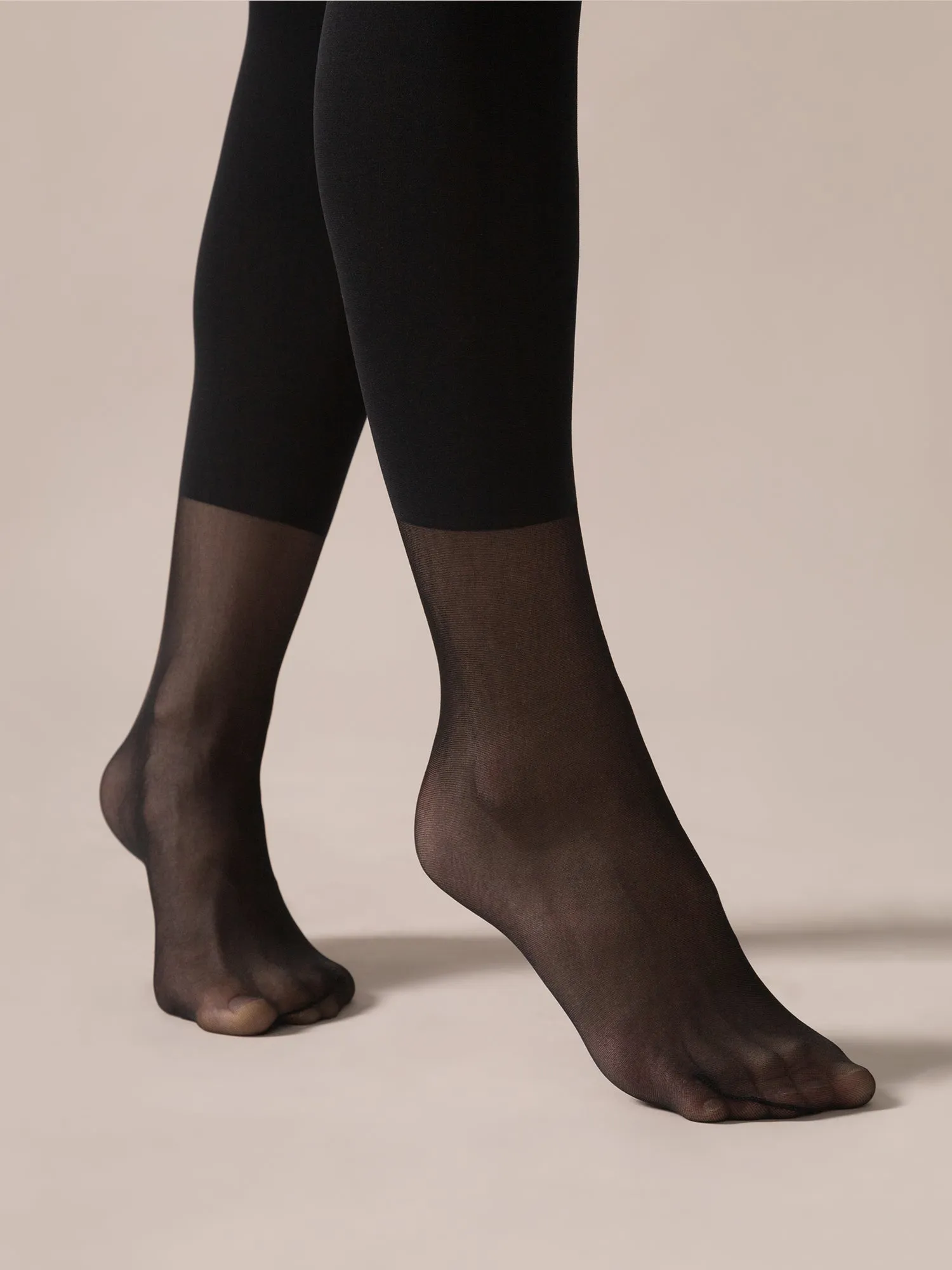 Legging Look Contour shaping Sheer Foot Tights in Black sold by From Rachel product image thumbnail 2