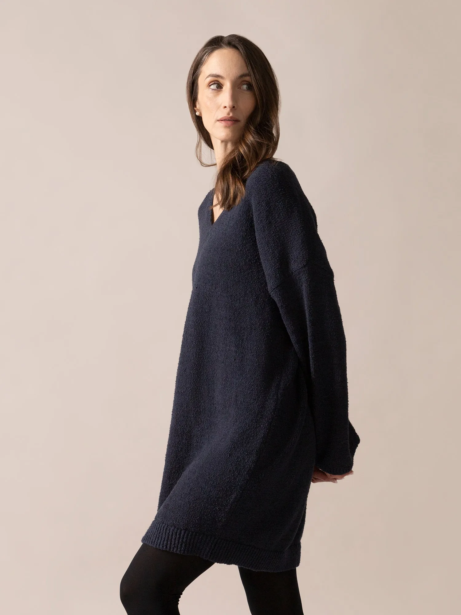 Bouclé Knit Long Sweater in Midnight Blue sold by From Rachel product image thumbnail 5