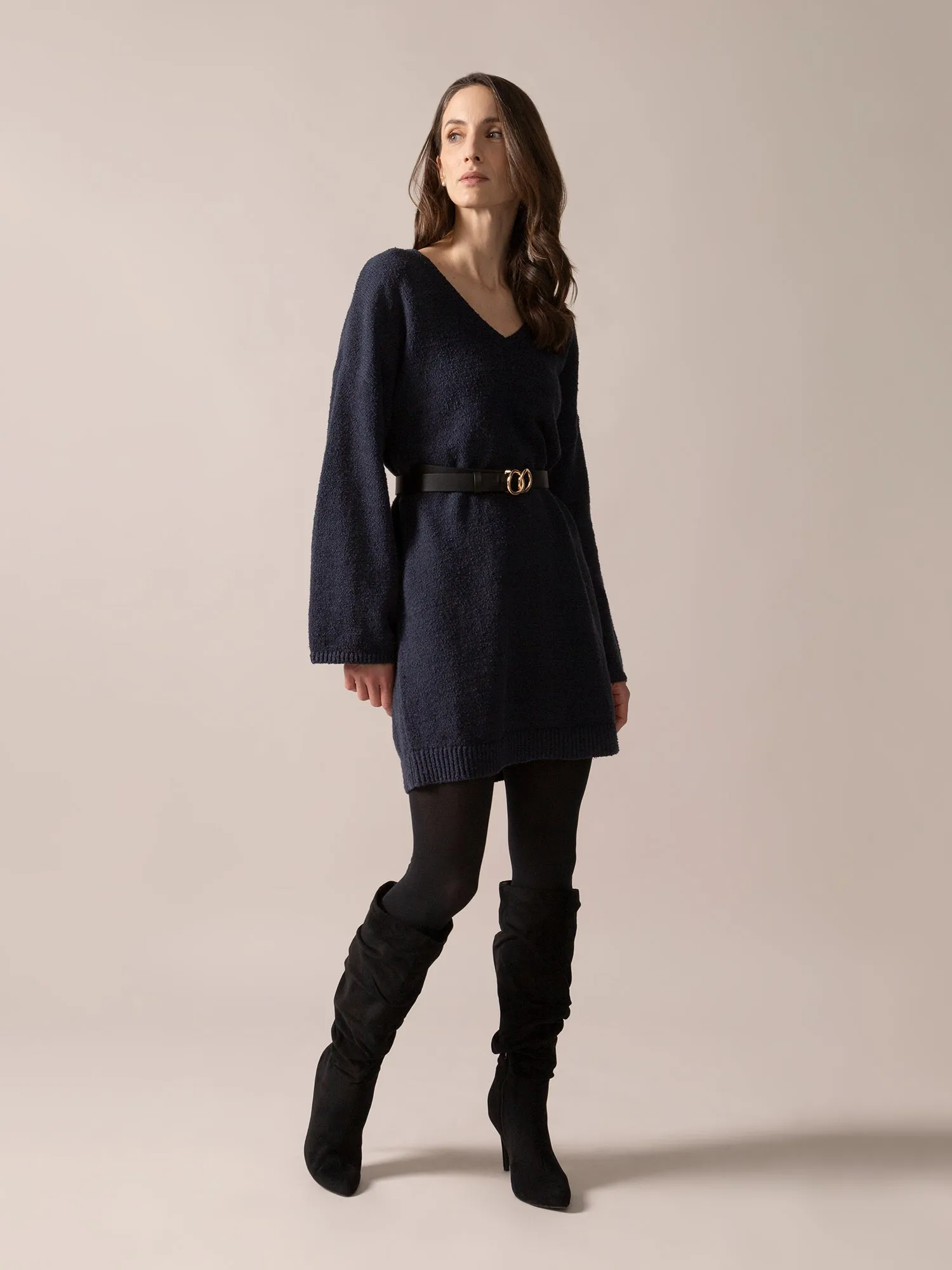 Bouclé Knit Long Sweater in Midnight Blue sold by From Rachel product image thumbnail 2