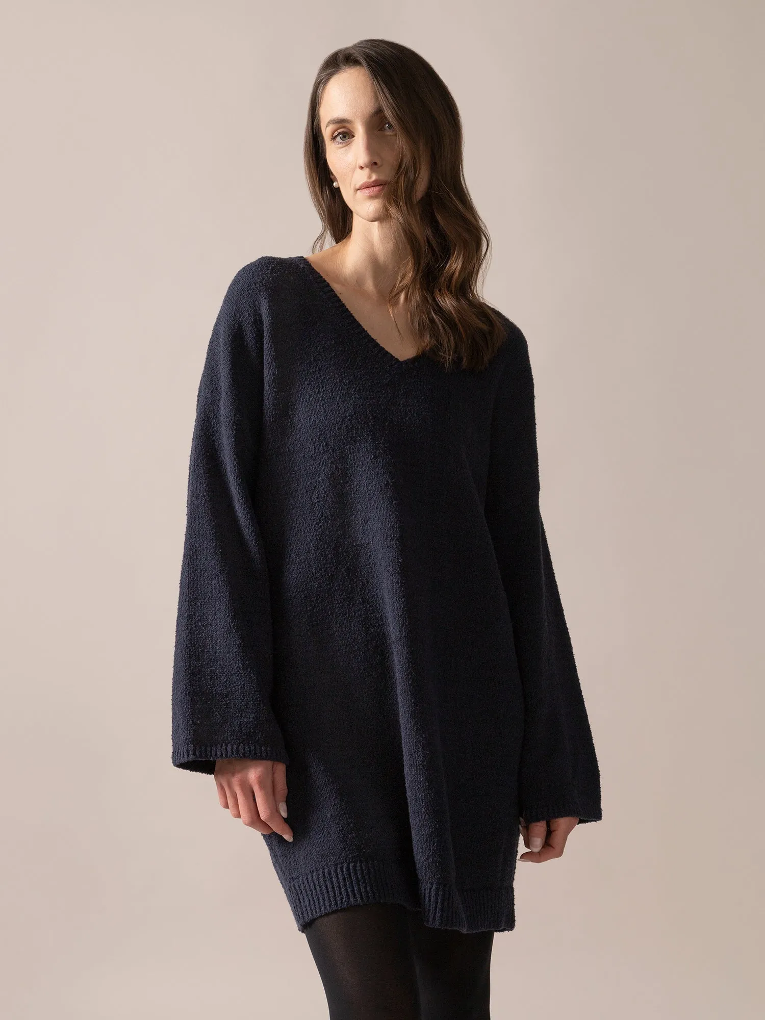 Bouclé Knit Long Sweater in Midnight Blue sold by From Rachel product image thumbnail 3
