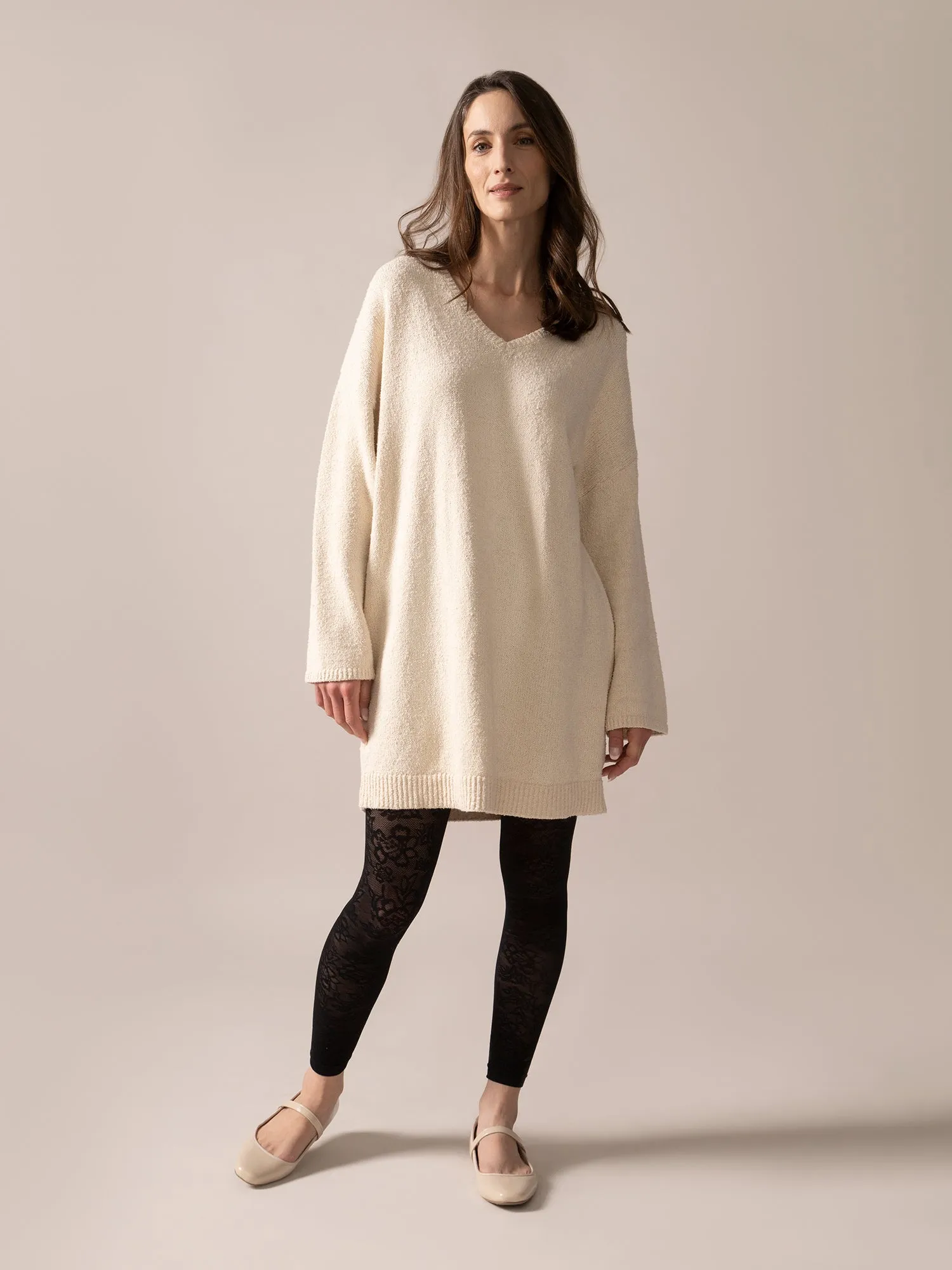 Bouclé Knit Long Sweater in Almond sold by From Rachel product image thumbnail 3