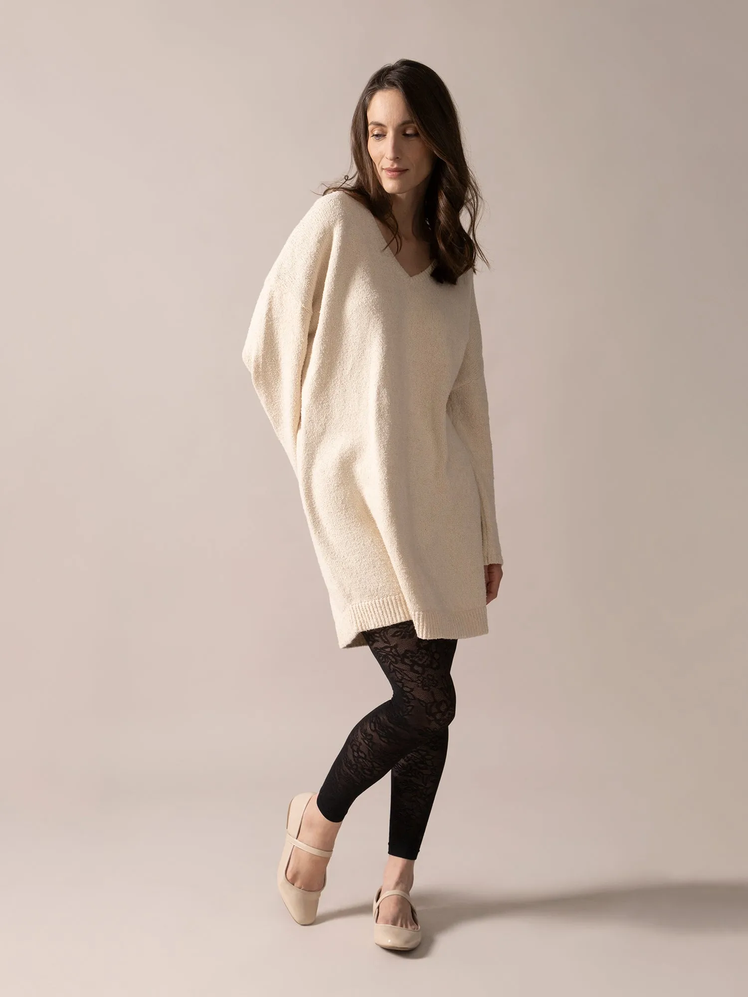 Bouclé Knit Long Sweater in Almond sold by From Rachel product image thumbnail 2