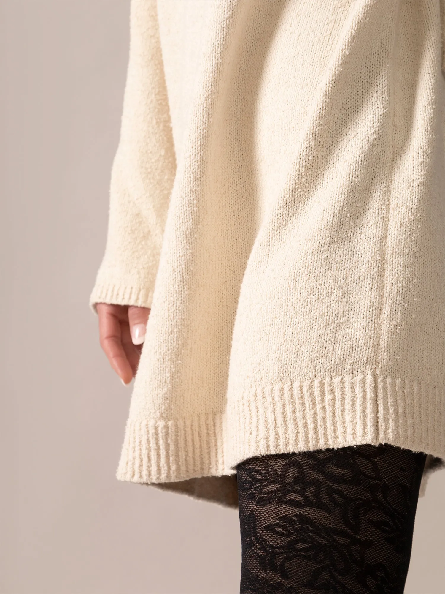 Bouclé Knit Long Sweater in Almond sold by From Rachel product image thumbnail 5