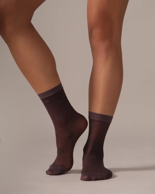 Mega Dot Pattern Sheer Socks in Plum made by From Rachel