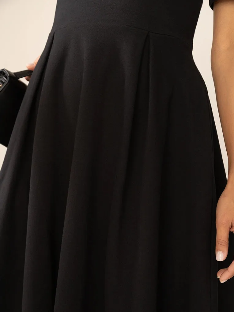 Short Sleeve Ballerina Knit Dress in Black sold by From Rachel product image thumbnail 4