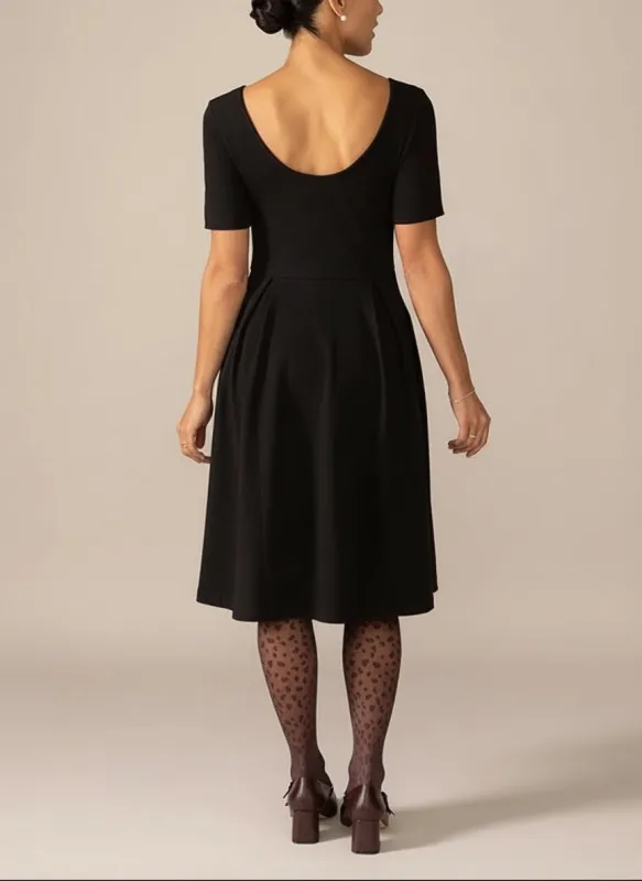 Short Sleeve Ballerina Knit Dress in Black made by From Rachel