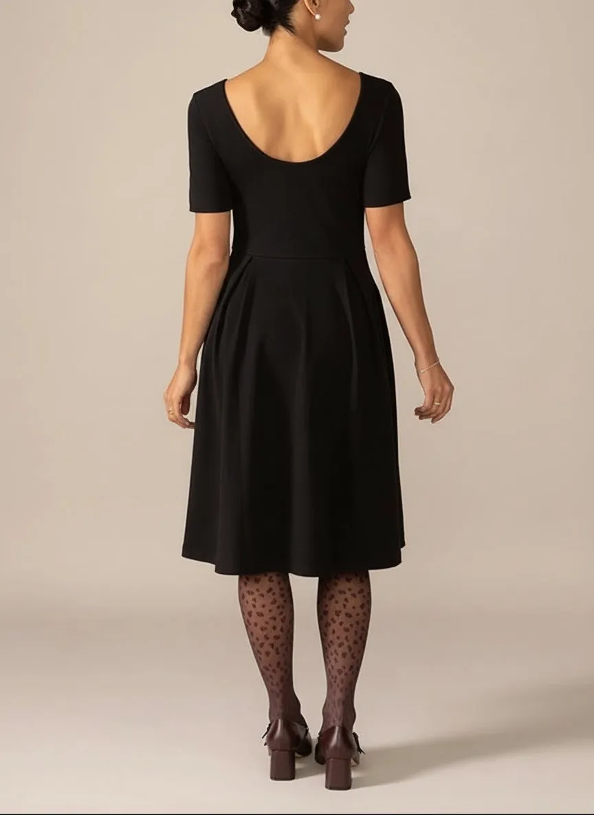 Short Sleeve Ballerina Knit Dress in Black sold by From Rachel