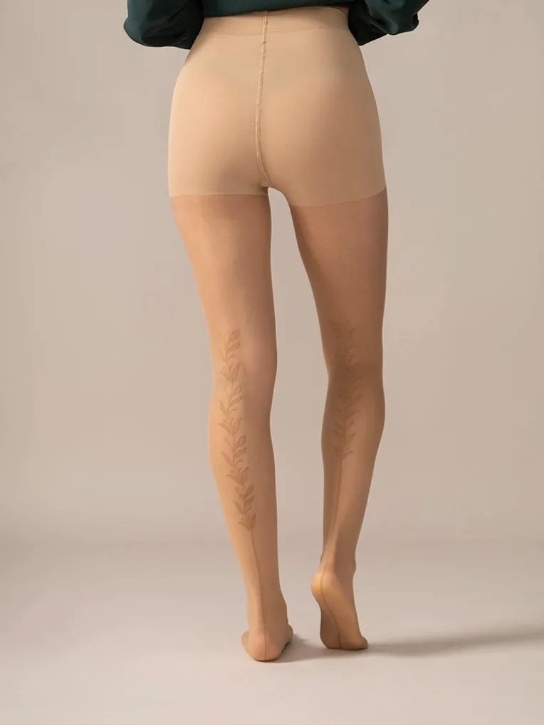 Back Vine Sheer Tights 30D in Dune sold by From Rachel product image thumbnail 3