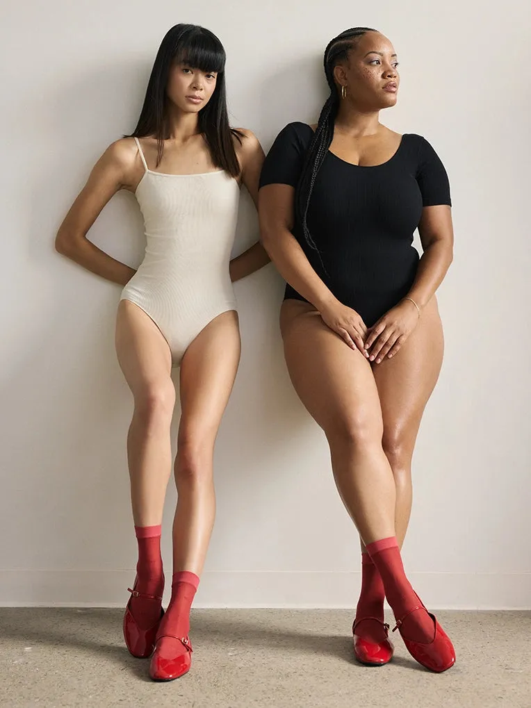 Seamless Wide Rib T-Bodysuit in Black sold by From Rachel product image thumbnail 4