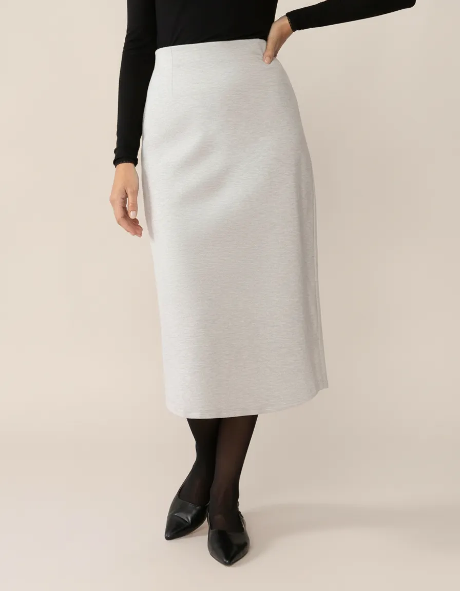 Slip-On Ease Knit Jogger Skirt in Heather Grey sold by From Rachel