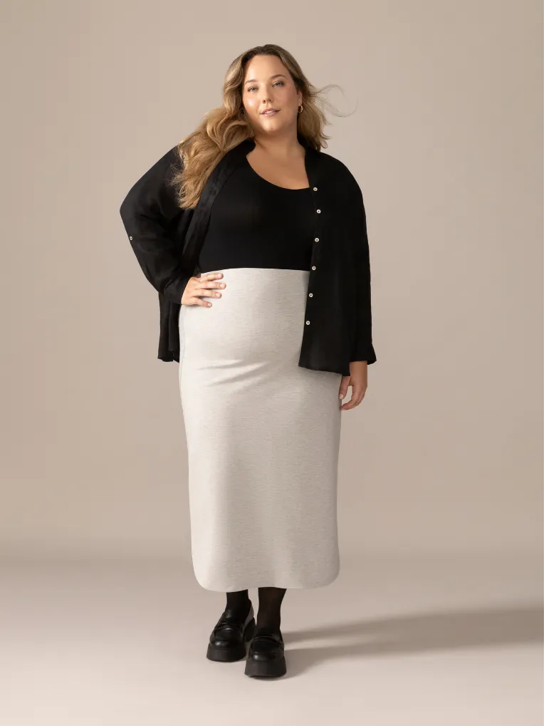 Slip-On Ease Knit Jogger Skirt in Heather Grey sold by From Rachel product image thumbnail 2