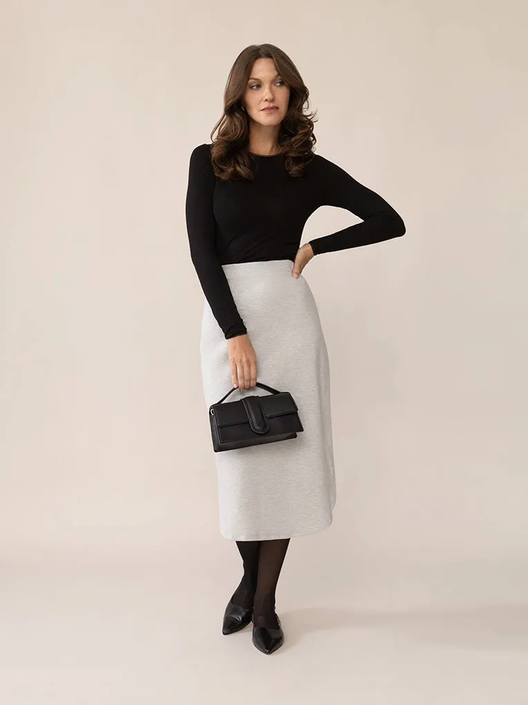 Slip-On Ease Knit Jogger Skirt in Heather Grey sold by From Rachel product image thumbnail 3