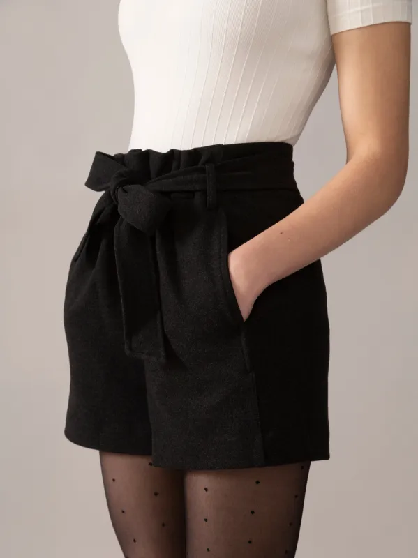 Wide Leg Brushed Knit OTK Short in Charcoal Mix made by From Rachel