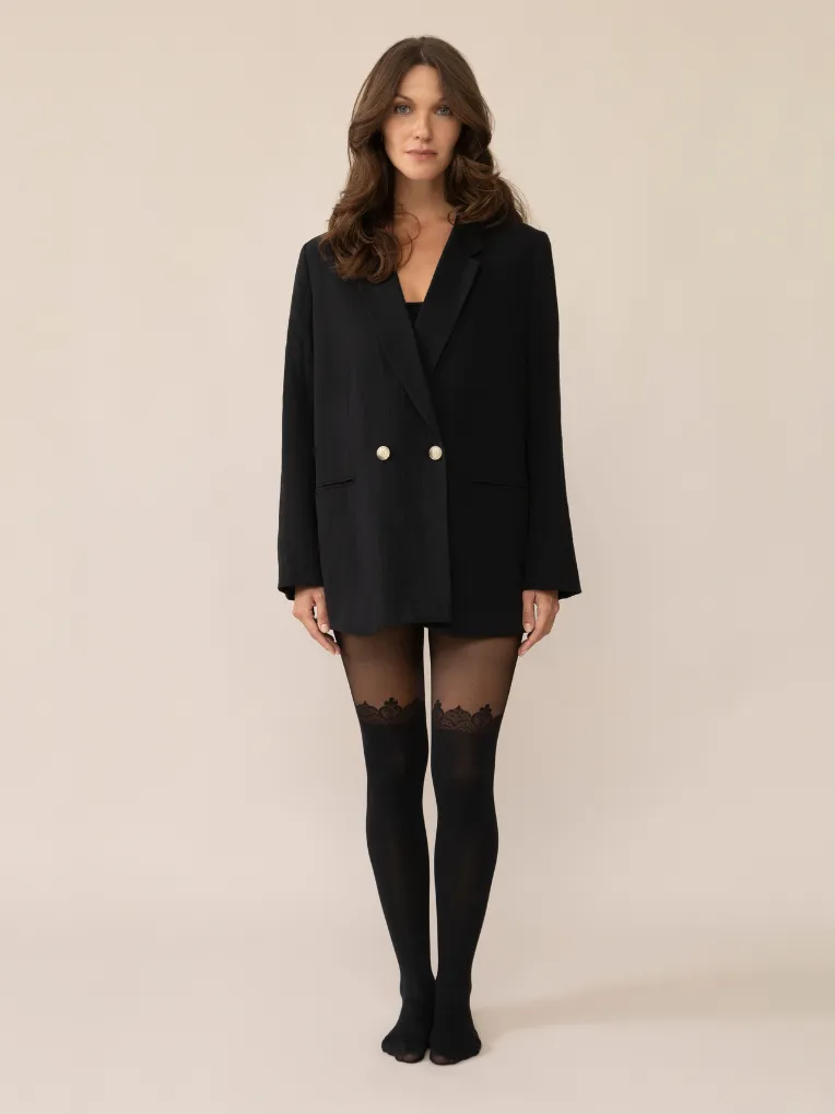 Lace Crown Over-the-Knee Tights in Black sold by From Rachel product image thumbnail 2