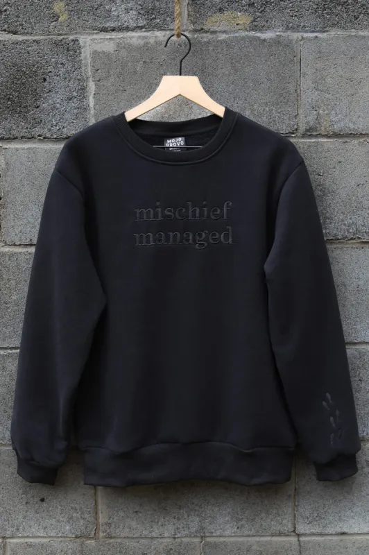 Black on Black Mischief Managed Crew sold by Mojo Provo