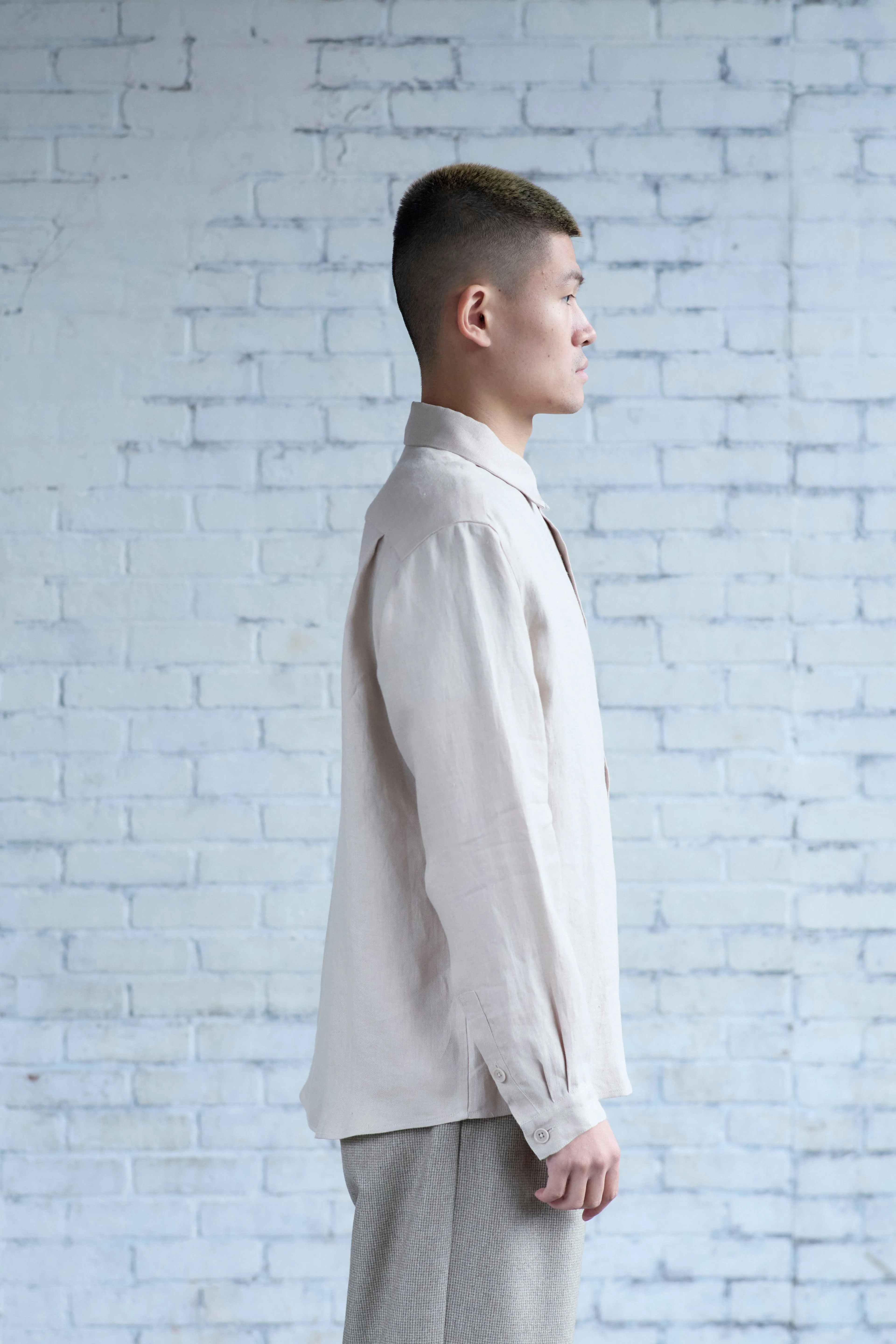 Dress Shirt in Bone Linen Twill sold by Of Nothing product image thumbnail 5