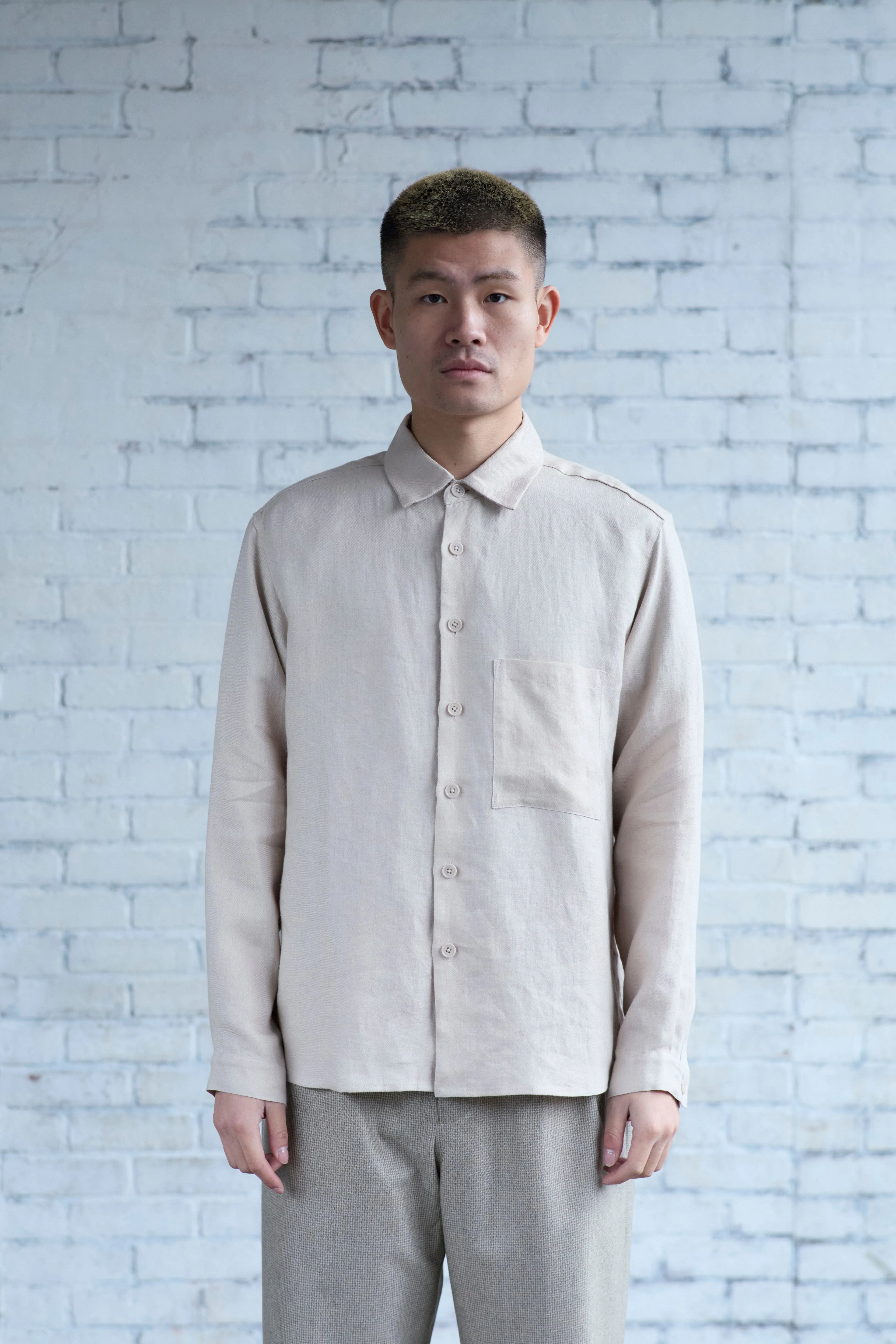 Dress Shirt in Bone Linen Twill sold by Of Nothing product image thumbnail 4