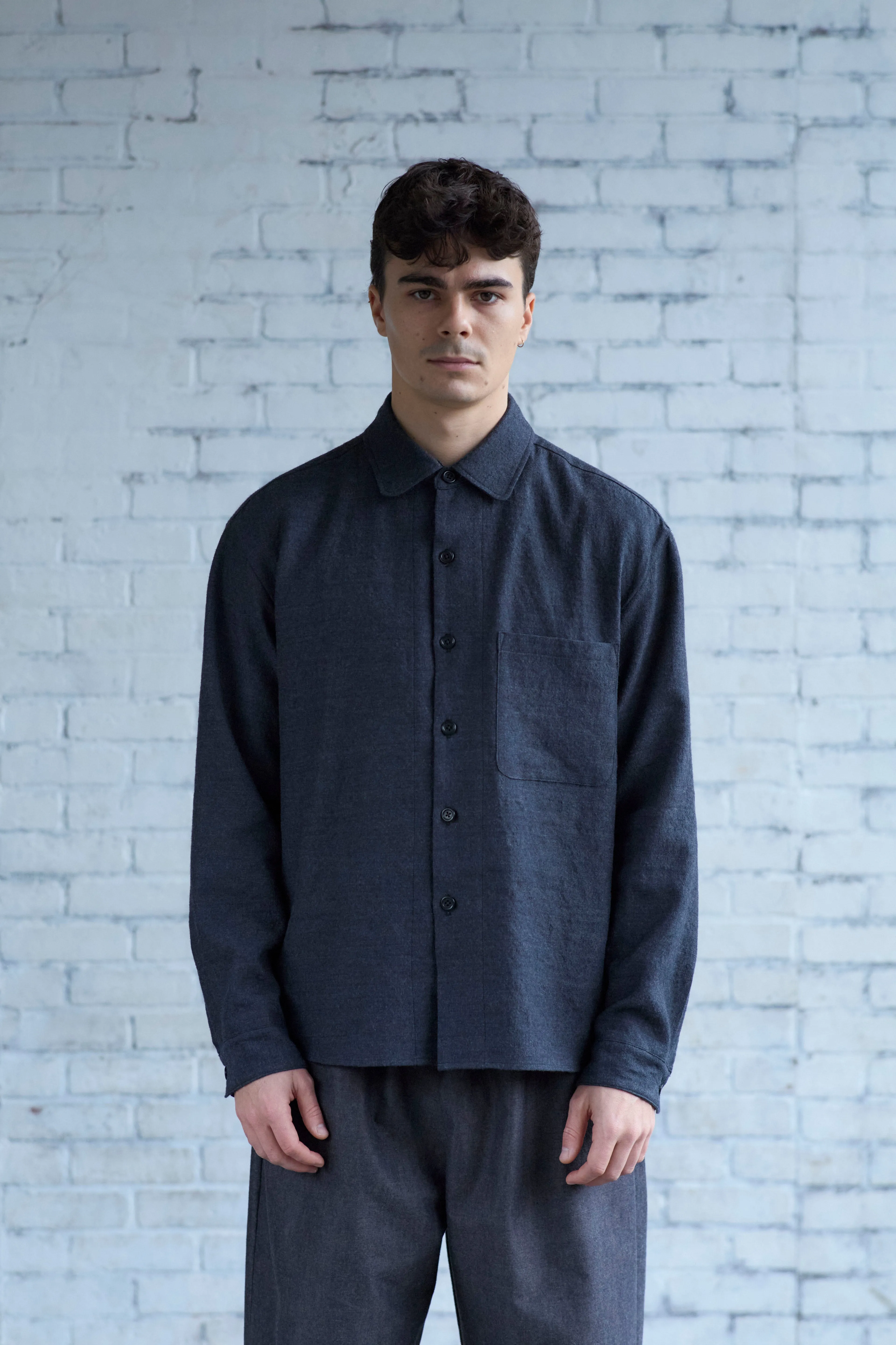Tent Shirt in Charcoal Wool / Linen sold by Of Nothing product image thumbnail 4