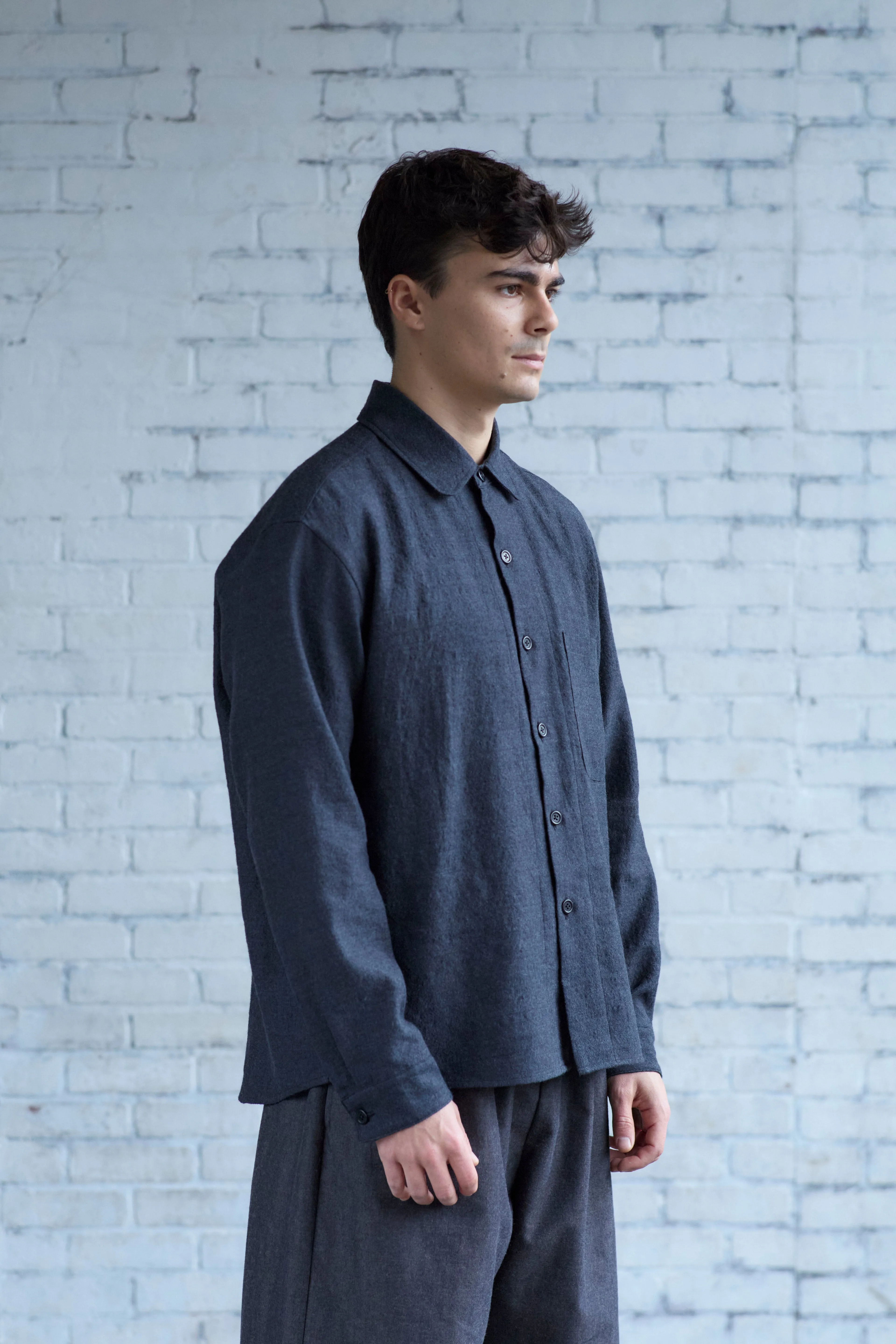 Tent Shirt in Charcoal Wool / Linen sold by Of Nothing product image thumbnail 5