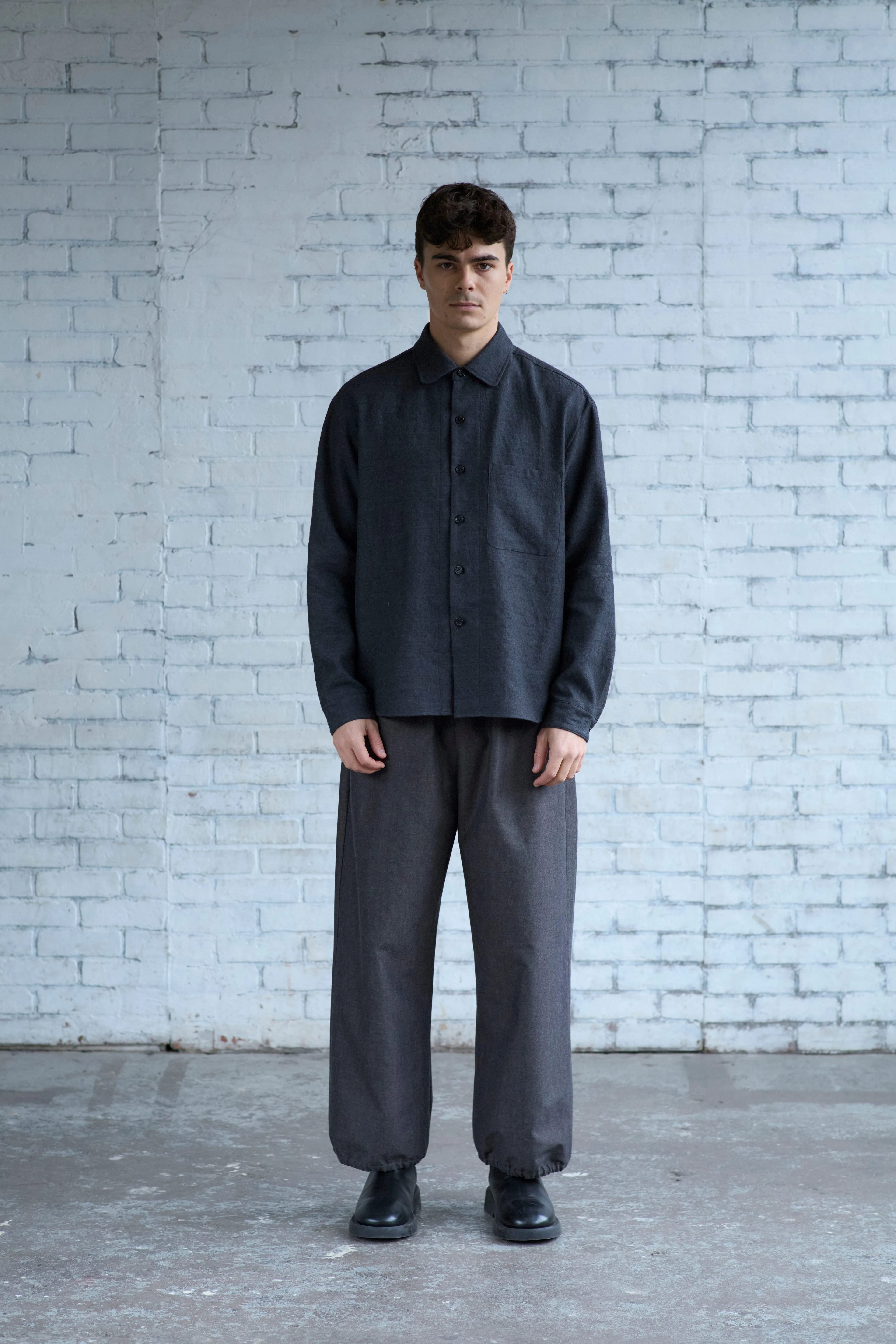 Tent Shirt in Charcoal Wool / Linen sold by Of Nothing product image thumbnail 2
