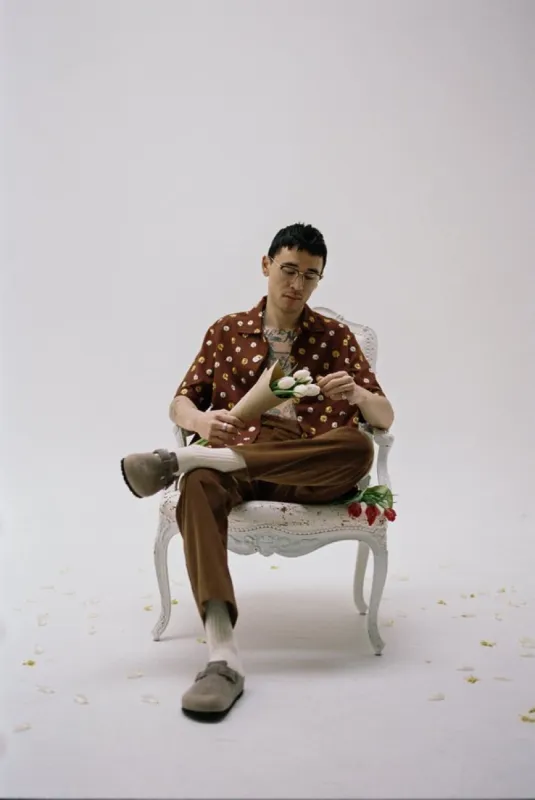 BODE Marigold Embroidered Shirt - Burgundy on Garmentory sold by Garmentory