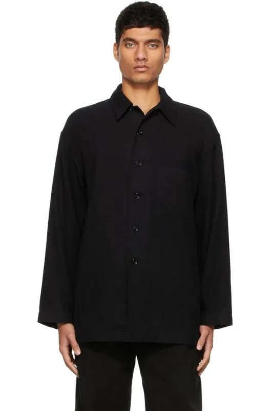 Lemaire Brushed Cotton Pyjama Shirt - Black on Garmentory sold by Garmentory