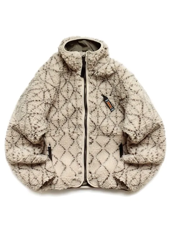 Kapital DO-GI SASHIKO BOA Fleece Reversible Blouson - Ecru on Garmentory sold by Garmentory