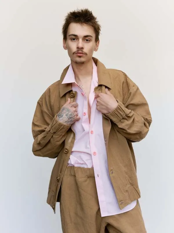 MAN-TLE R18S3 Reed Linen Gum Shirt on Garmentory sold by Garmentory