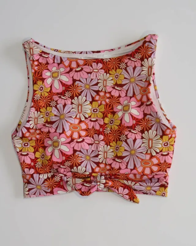 Groovy Blooms Knotted Crop Top sold by Lime Ricki