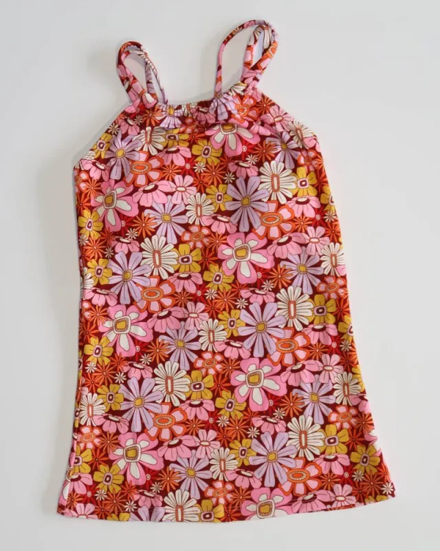 Groovy Blooms Double-Cinch Tankini Top made by Lime Ricki