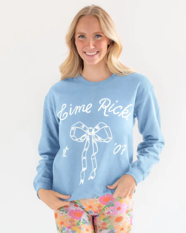 Blue Lime Ricki Bow Crew sold by Lime Ricki