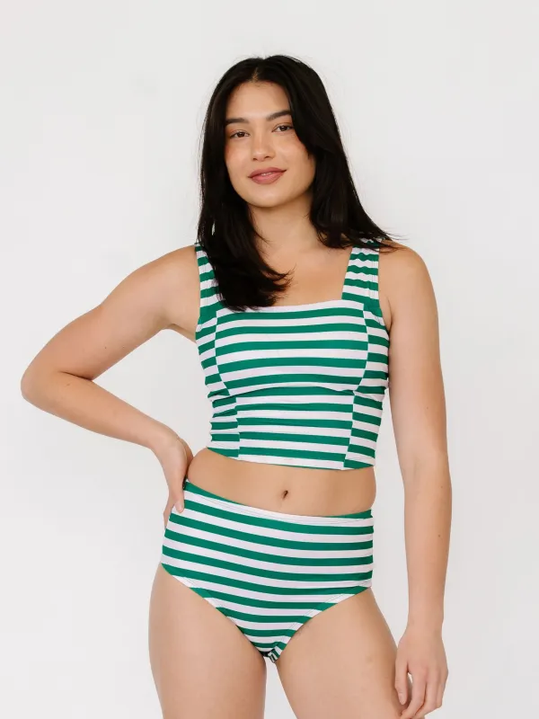 Emerald Stripe Square Neck Crop sold by Lime Ricki
