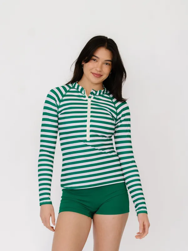 Emerald Stripe Rash Guard made by Lime Ricki
