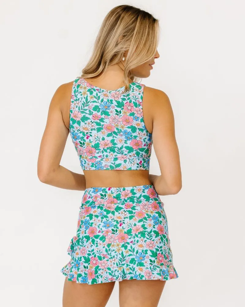 Trellis Floral Knotted Crop Top sold by Lime Ricki product image thumbnail 4