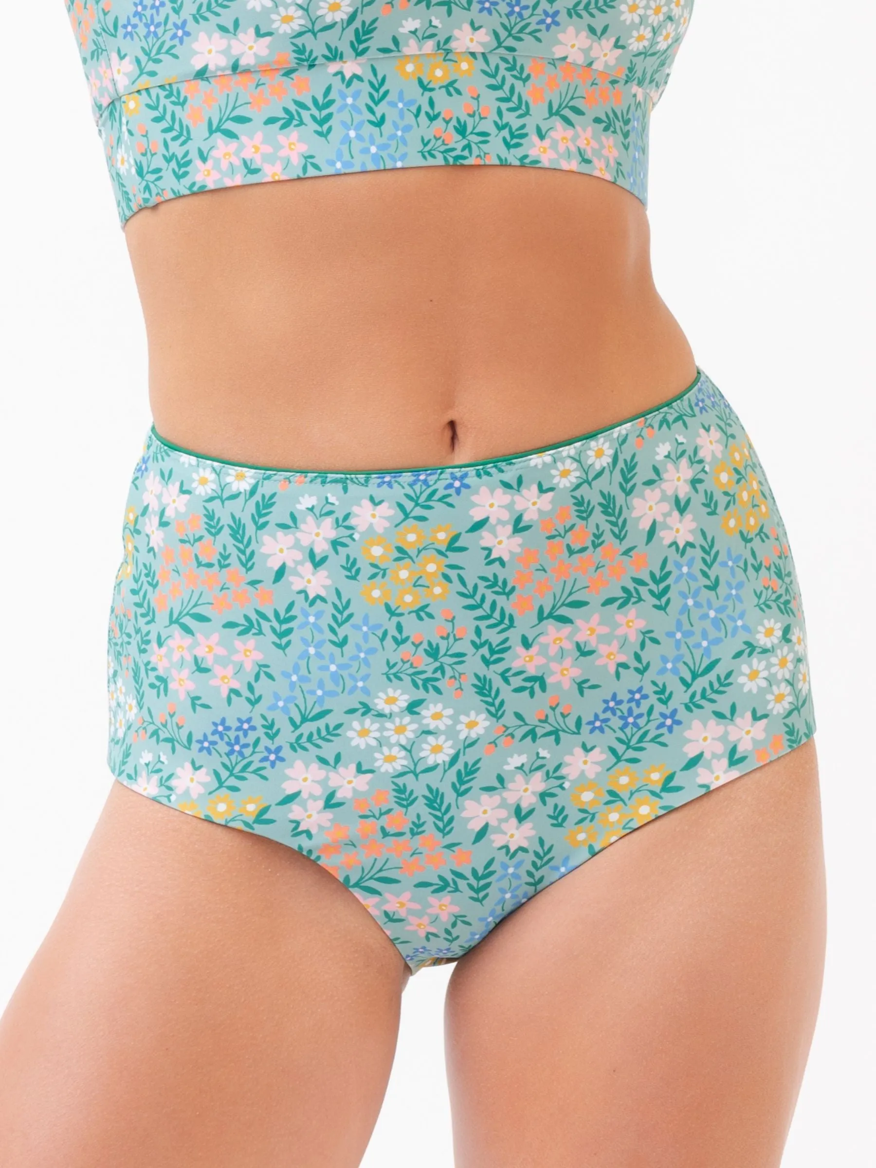 Little Meadow / Emerald Reversible Ultra High-Waist Bottom sold by Lime Ricki