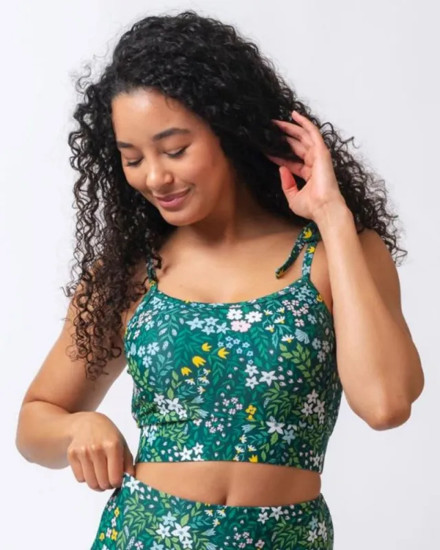 Cottage Floral Shoulder-Tie Crop Top sold by Lime Ricki